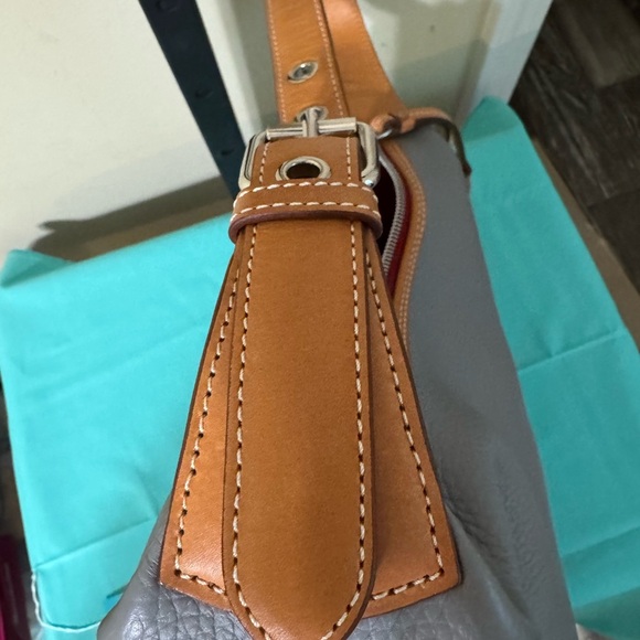 Dooney & Bourke Gray Leather Hobo Bag - Picture 4 of 14